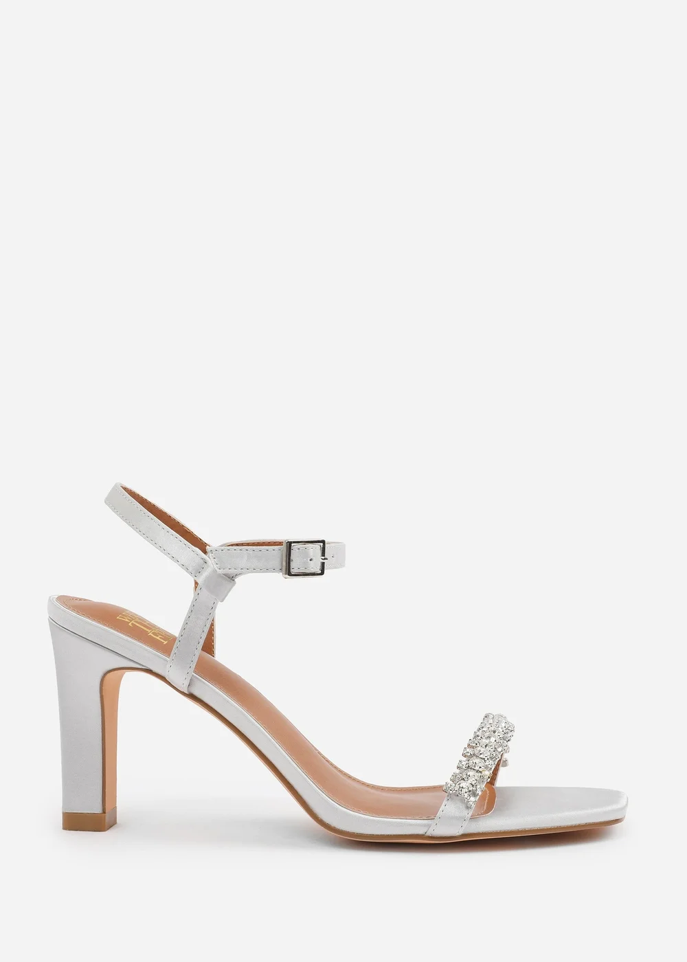 Where's That From Silver Satin Nala Strappy Block Heel - 3 Image 2