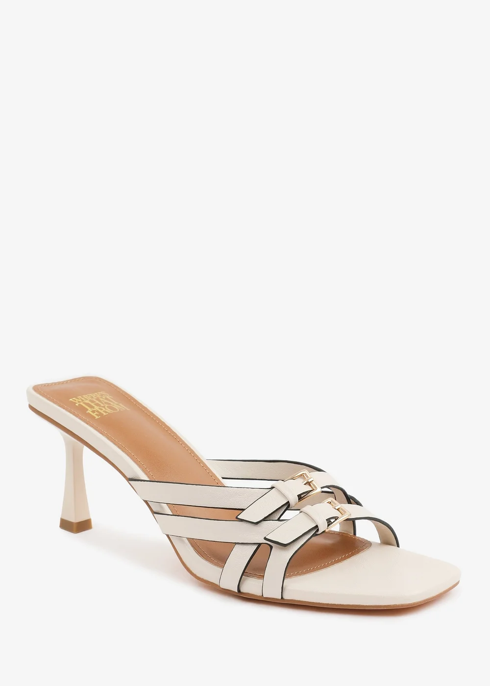 Where's That From Cream PU Ariela Wide-Fit Cross-Over-Buckle Details Strap Heel - 3 Image 3