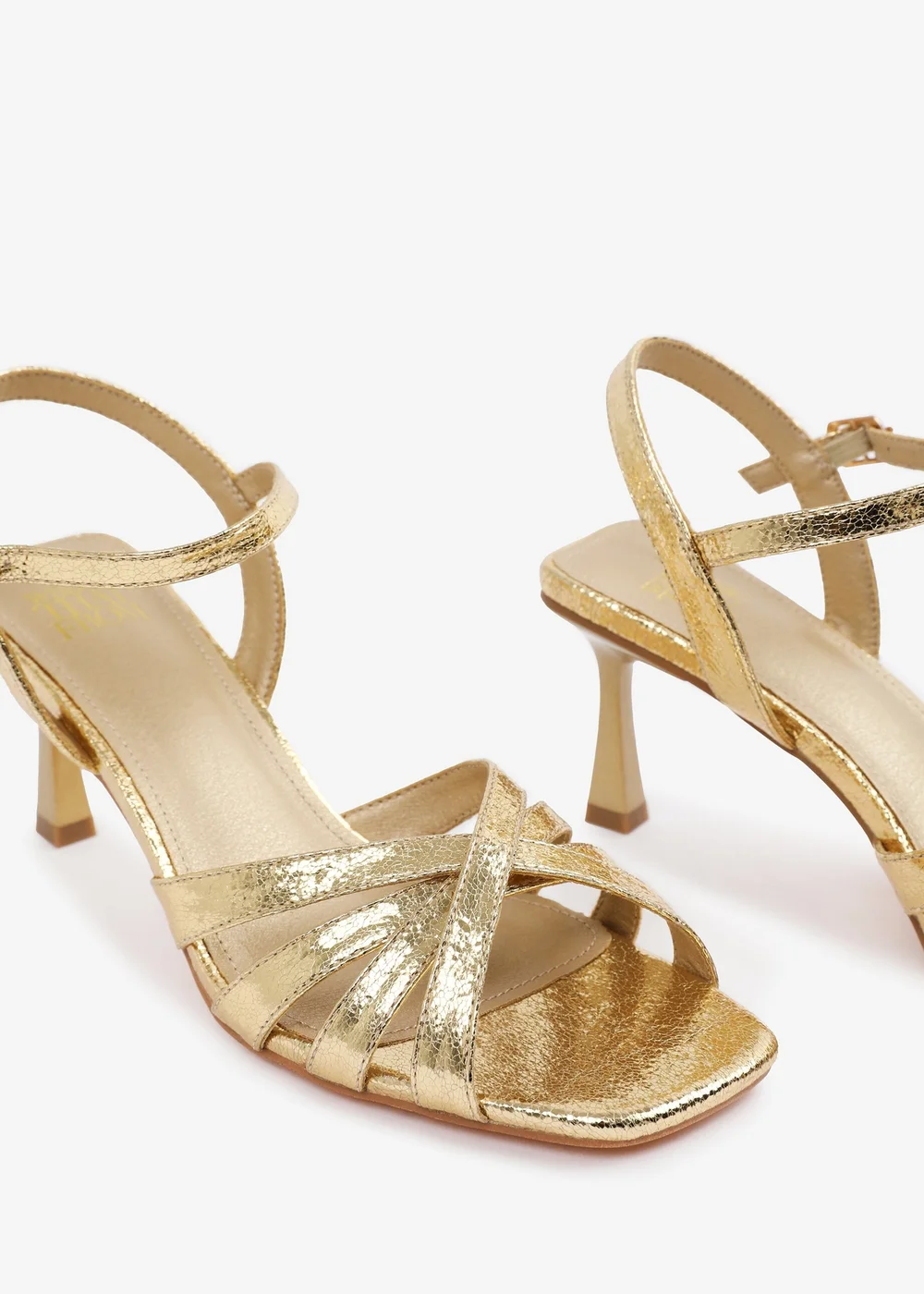 Where's That From Gold PU Torigh Cross-Over Multi-Strap Adjustable Buckle Heel - 3 Image 5