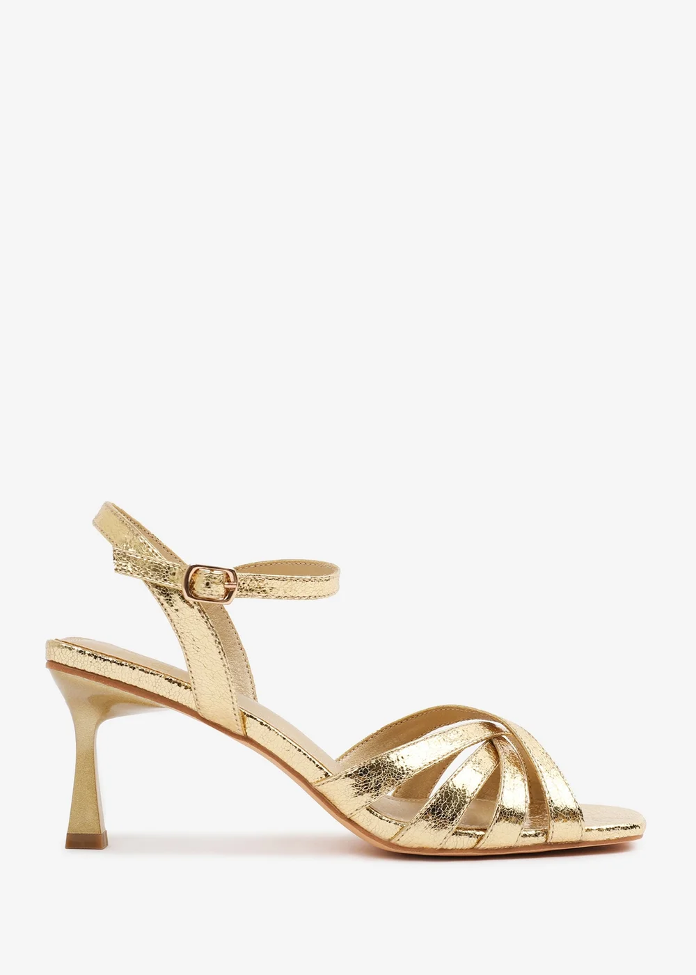 Where's That From Gold PU Torigh Cross-Over Multi-Strap Adjustable Buckle Heel - 3 Image 1