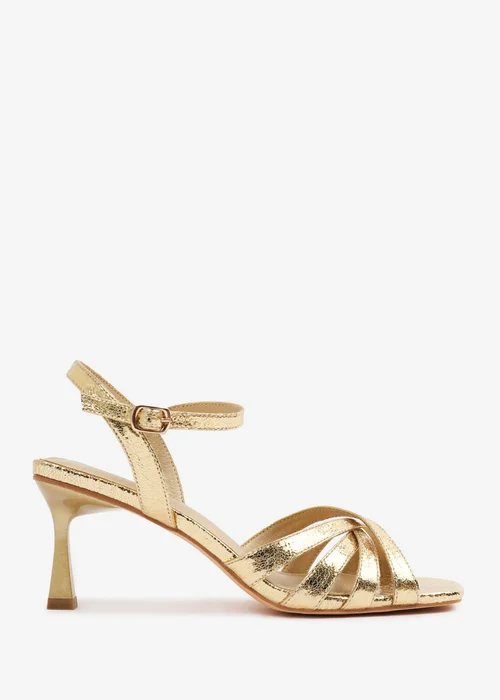 Where's That From Gold PU Torigh Cross-Over Multi-Strap Adjustable Buckle Heel - 3 Image 1