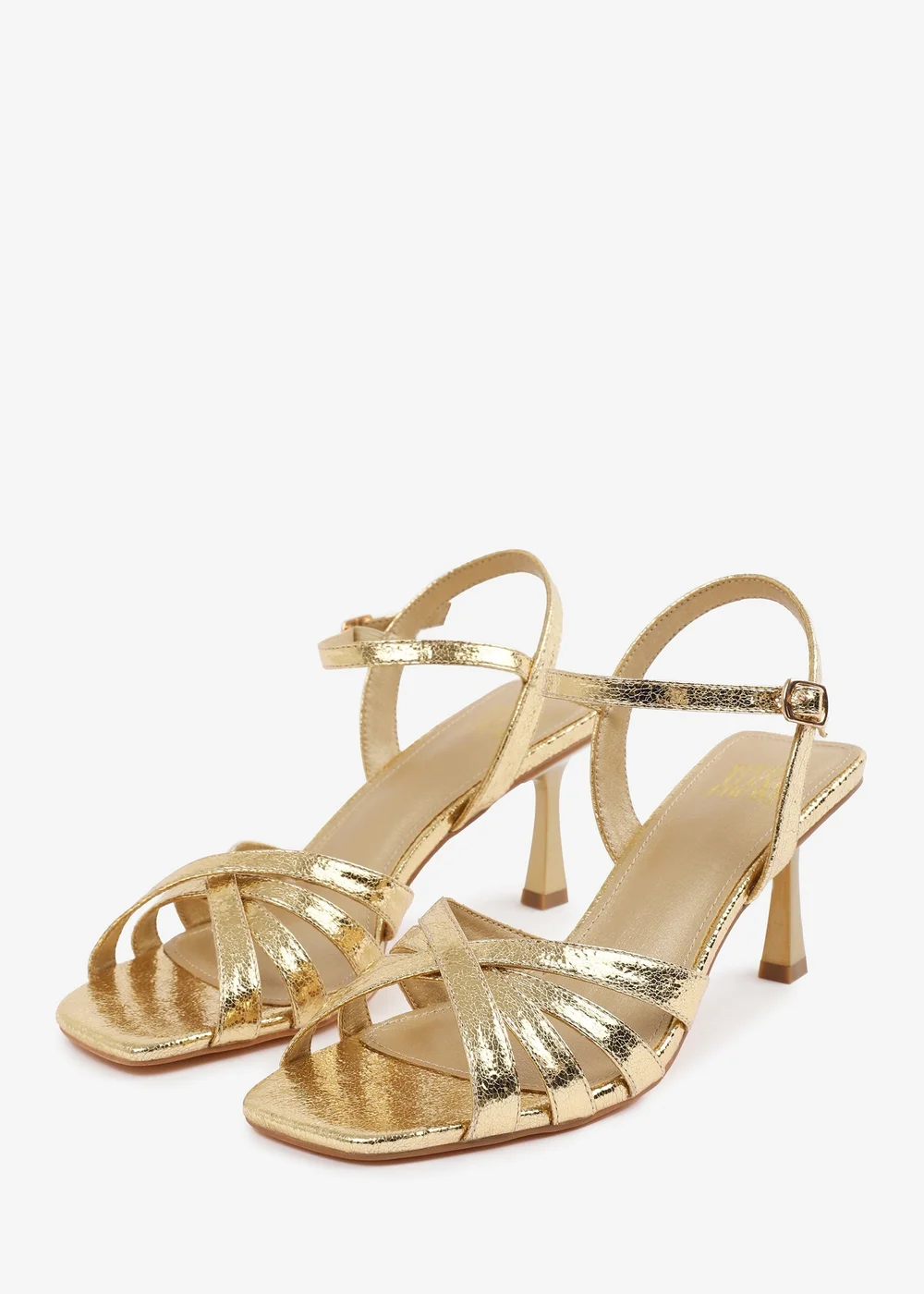 Where's That From Gold PU Torigh Cross-Over Multi-Strap Adjustable Buckle Heel - 3 Image 4