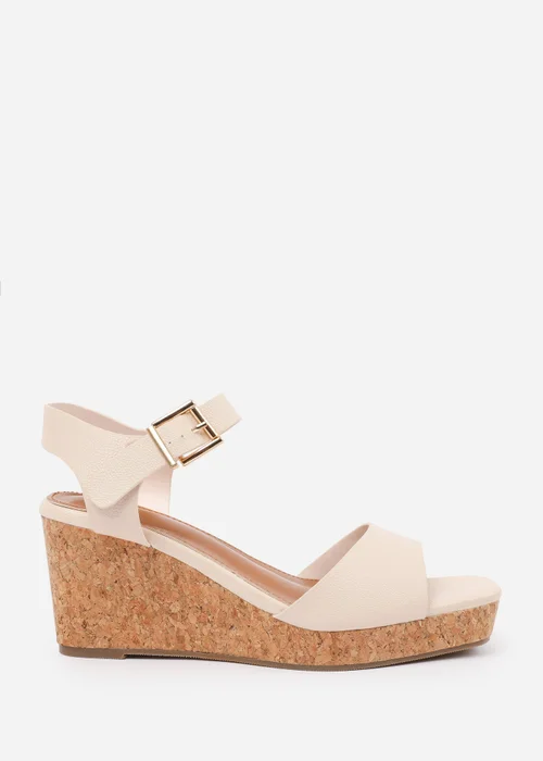Where's That From Cream PU Giselle Wedge Sandals With Buckle-Ankle-Strap - 8 Image 2