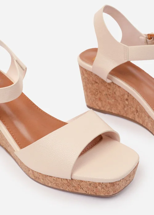 Where's That From Cream PU Giselle Wedge Sandals With Buckle-Ankle-Strap - 8 Image 4