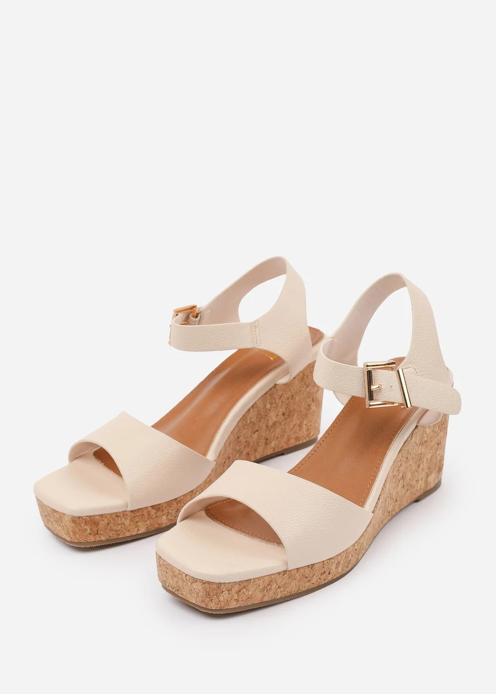 Where's That From Cream PU Giselle Wedge Sandals With Buckle-Ankle-Strap - 8 Image 3