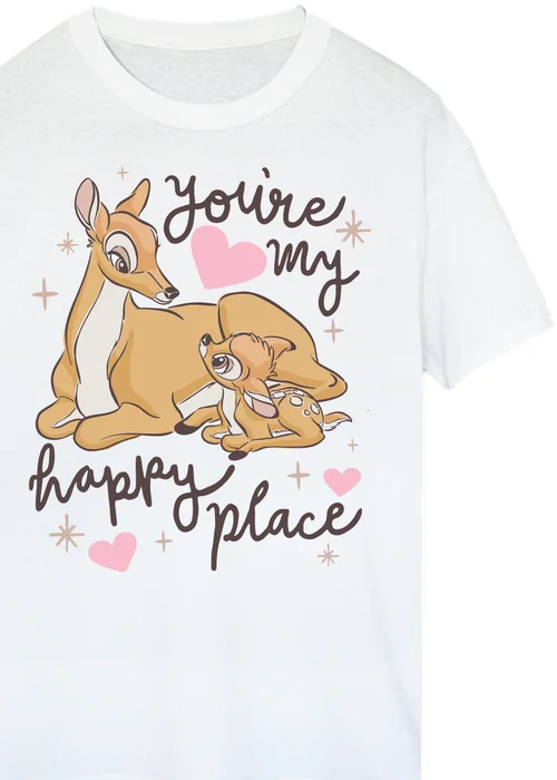 Disney Bambi You're My Happy Place White Boyfriend Fit T-Shirt - Small Image 2