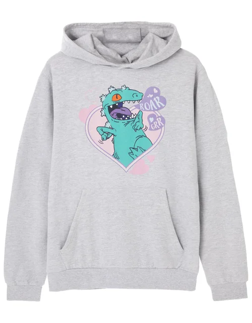 Vanilla Underground Rugrats Reptar Love Grey Marl Hoodie - S Image 1