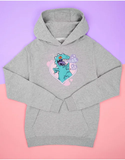 Vanilla Underground Rugrats Reptar Love Grey Marl Hoodie - S Image 2