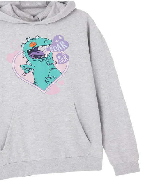 Vanilla Underground Rugrats Reptar Love Grey Marl Hoodie - S Image 5