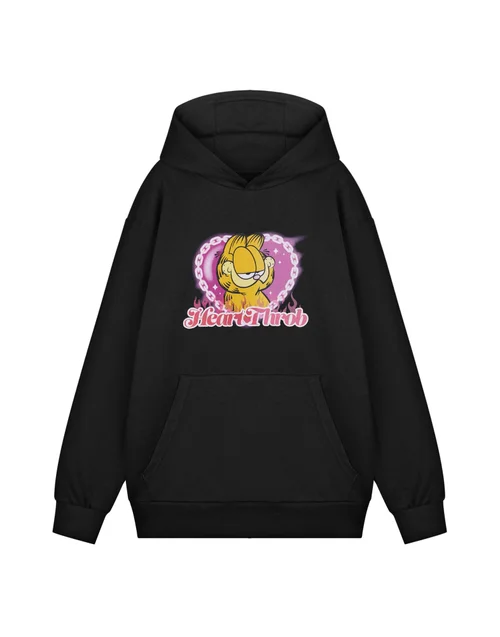 Vanilla Underground Garfield Heart Throb Unisex Black Hoodie - S Image 1