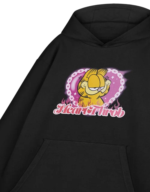 Vanilla Underground Garfield Heart Throb Unisex Black Hoodie - S Image 5