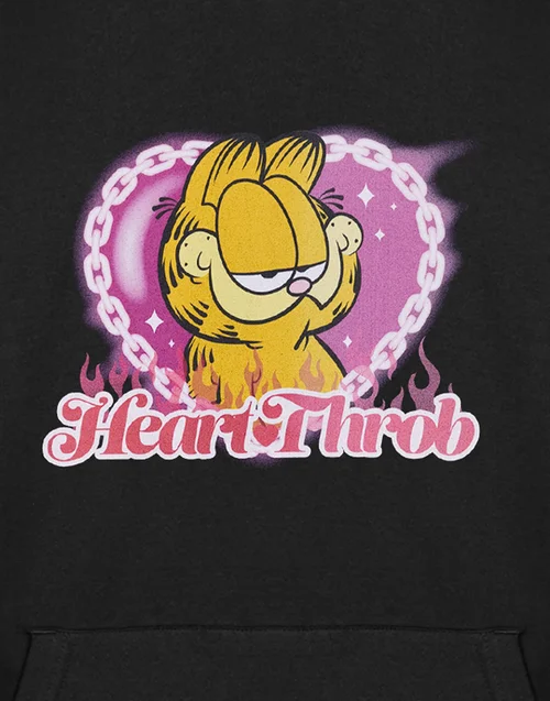 Vanilla Underground Garfield Heart Throb Unisex Black Hoodie - S Image 6