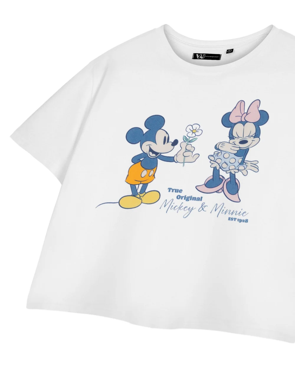 Vanilla Underground Disney True Original Mickey & Minnie White Cropped T-Shirt - Extra Large Image 5