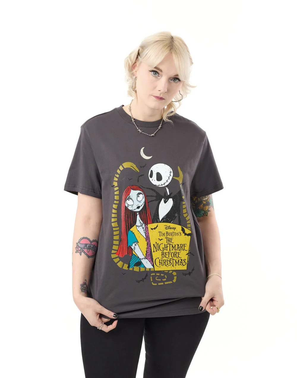 Vanilla Underground The Nightmare Before Christmas Jack and Sally Unisex Charcoal T-Shirt - XXL Image 1