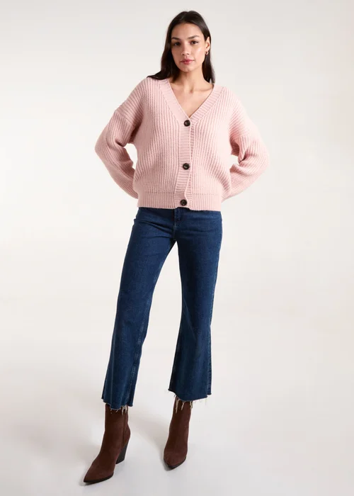 Blue Vanilla Pink Button Front Cardigan - S/M Image 3