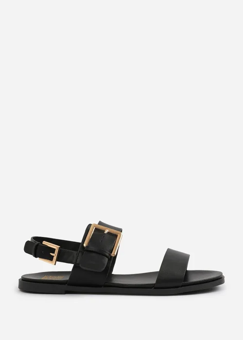 Where's That From Wide-Fit Black PU Camilla Classic Flat Sandals - 3 Image 2