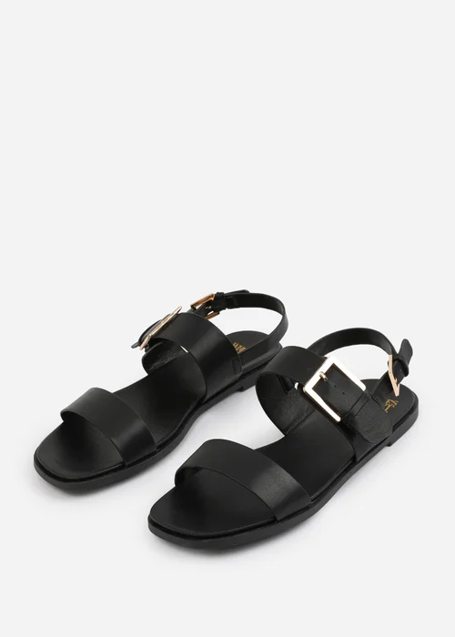 Where's That From Wide-Fit Black PU Camilla Classic Flat Sandals - 3 Image 3