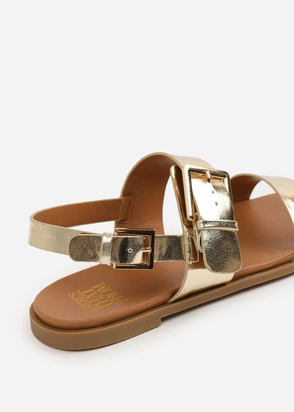 Where's That From Metallic Gold PU Camilla Classic Flat Sandals - 4 Image 4