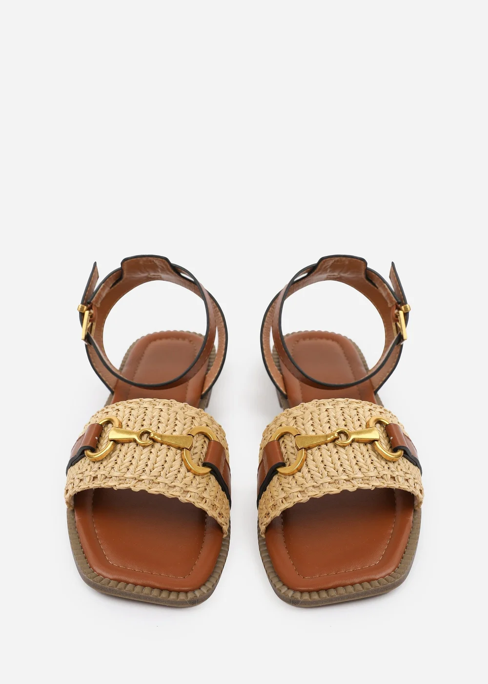 Where's That From Tan PU Catelyn Straw Detail Strap Sandals - 8 Image 3
