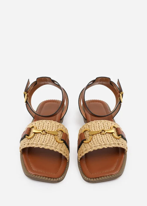 Where's That From Tan PU Catelyn Straw Detail Strap Sandals - 8 Image 3