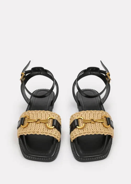 Where's That From Wide-Fit Black-PU Catelyn Straw Detail Strap Sandals - 7 Image 3