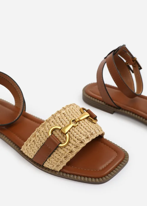 Where's That From Wide-Fit Tan-PU Catelyn Straw Detail Strap Sandals - 5 Image 4
