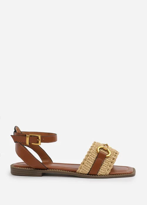 Where's That From Wide-Fit Tan-PU Catelyn Straw Detail Strap Sandals - 5 Image 2