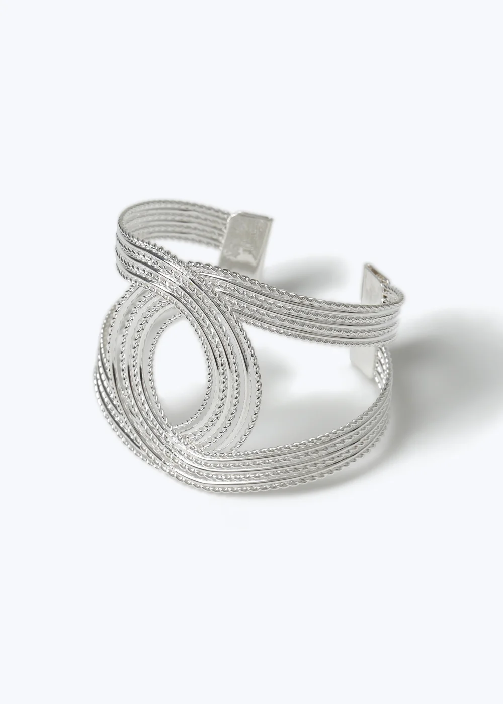 Muse Silver Textured Loop Cuff Bracelet - One Size Image 1