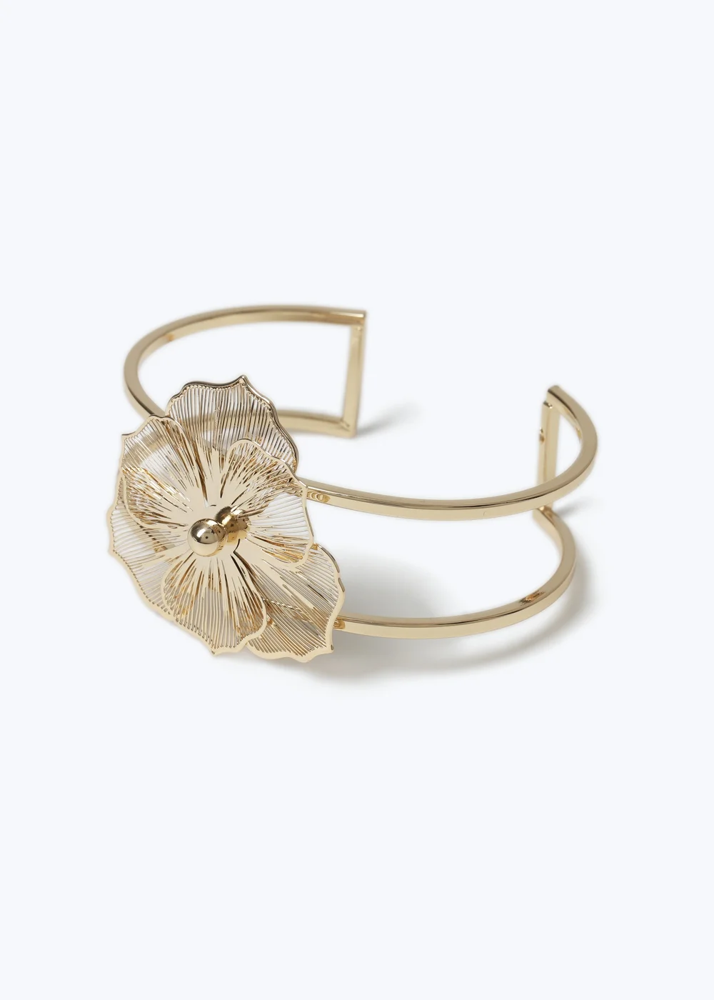 Muse Gold Pearl Flower Torque Bracelet - One Size Image 1