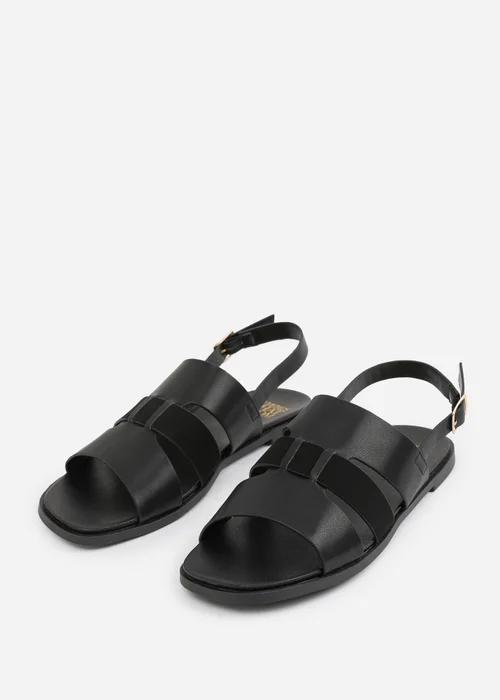 Where's That From Black PU Uma Flat Sandals - 5 Image 3