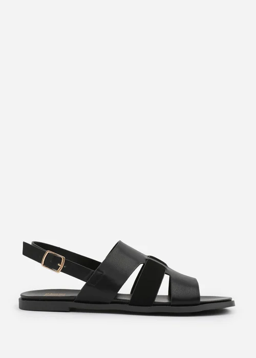 Where's That From Black PU Uma Flat Sandals - 5 Image 2