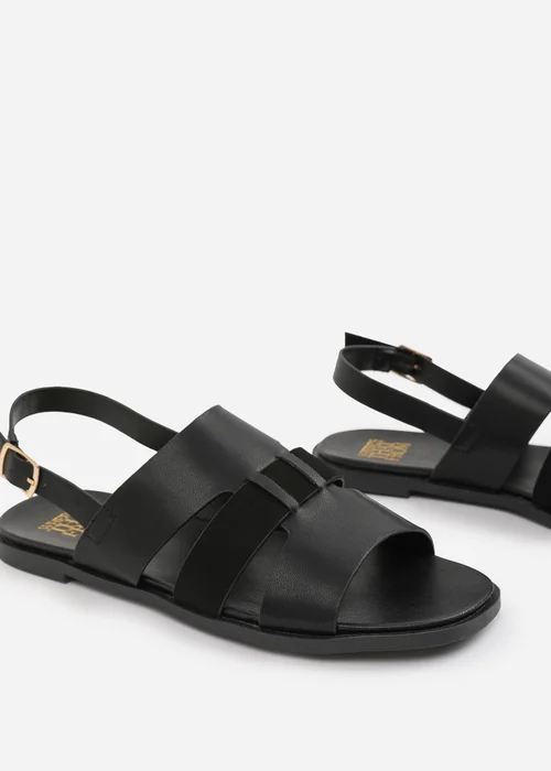Where's That From Black PU Uma Flat Sandals - 5 Image 4