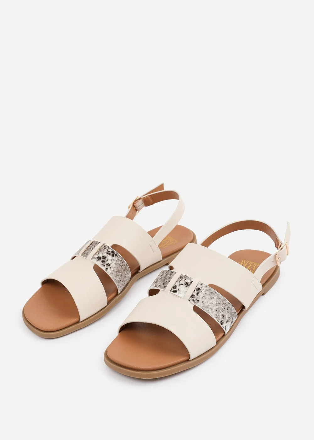 Where's That From Cream PU Uma Flat Sandals - 4 Image 3