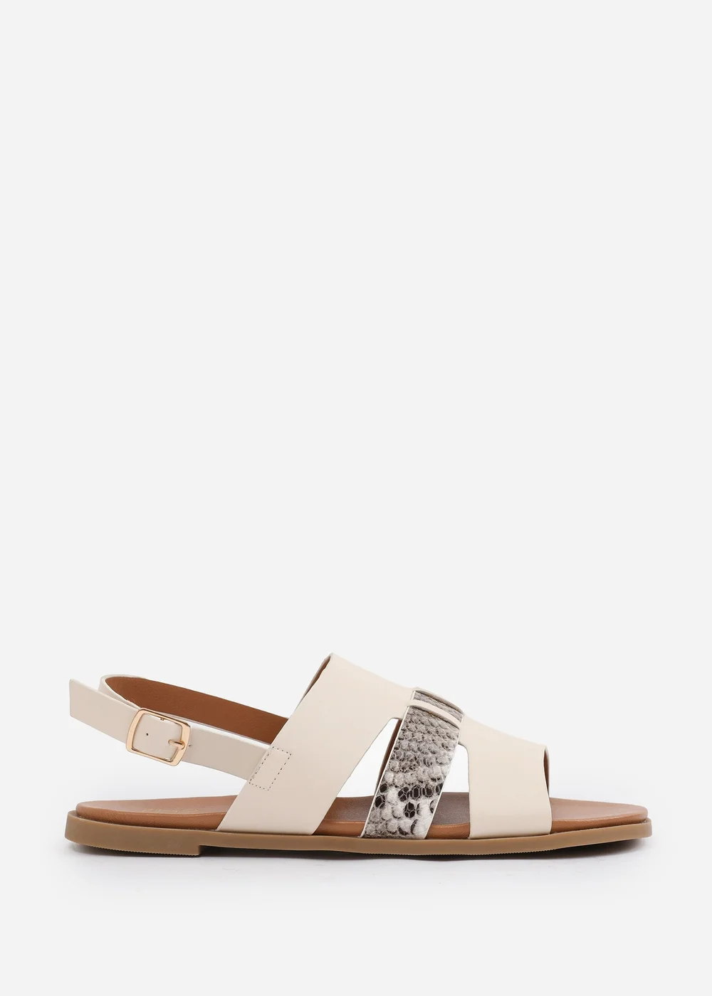 Where's That From Cream PU Uma Flat Sandals - 4 Image 2