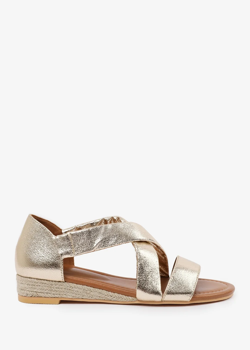 Where's That From Wide-Fit Metallic Gold Hummingbird Low Wedge Shoes - 3 Image 2