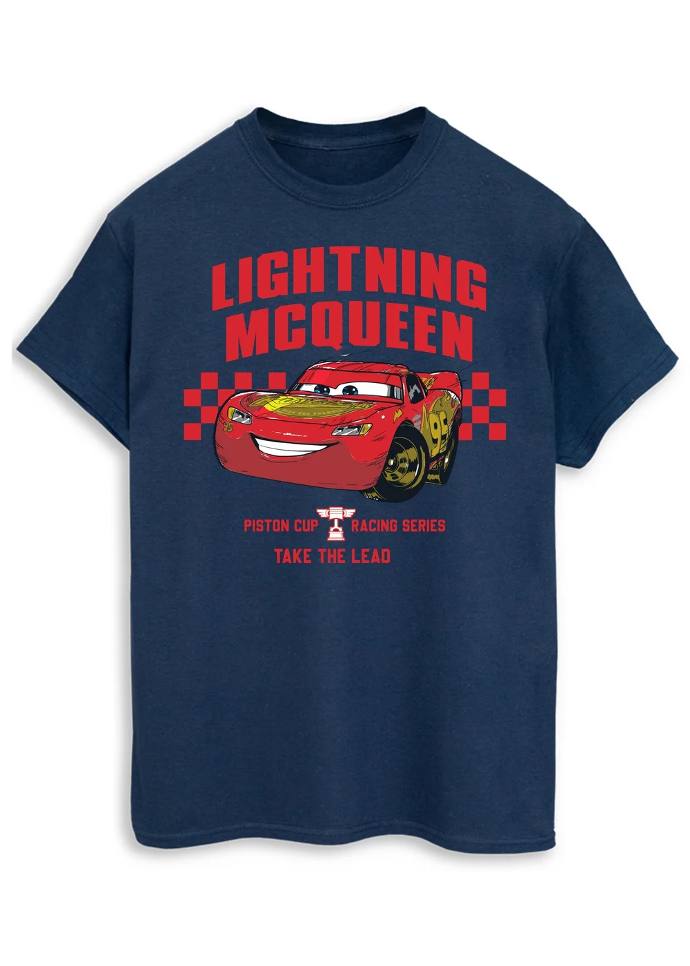 Spiral Galaxy Disney Cars Lightning McQueen Take The Lead Adult Navy T-Shirt - XL Image 1