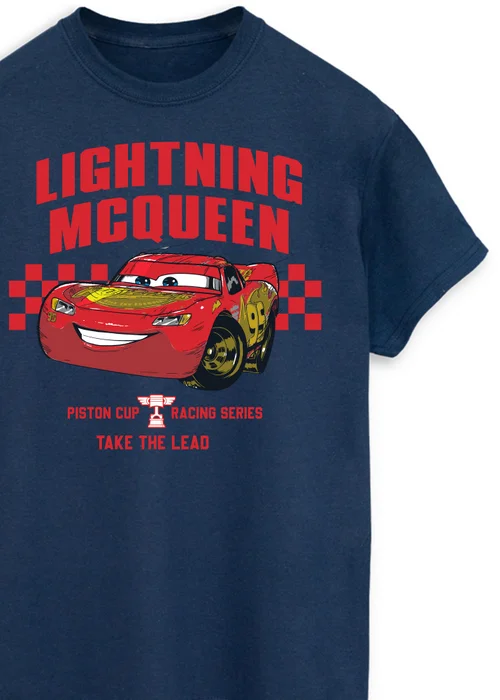 Spiral Galaxy Disney Cars Lightning McQueen Take The Lead Adult Navy T-Shirt - XL Image 2