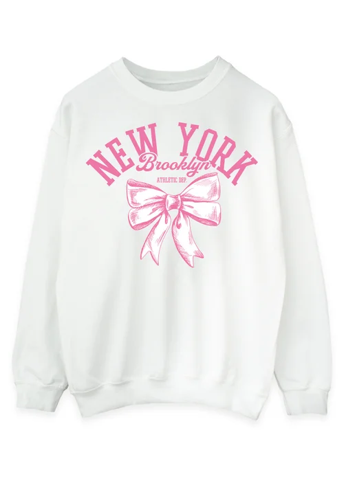 Spiral Galaxy New York Ballet Bow Women White Sweatshirt - S Image 1