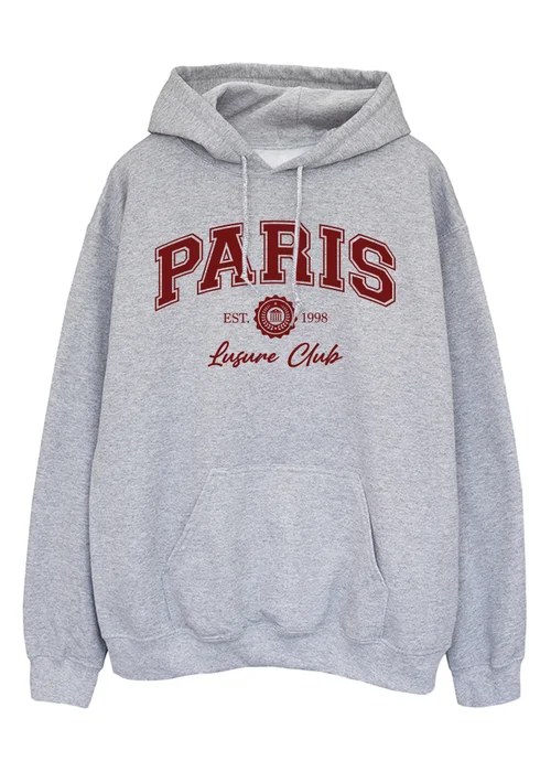 Spiral Galaxy Paris Leisure Club Women Heather Grey Hoodie - Small Image 1