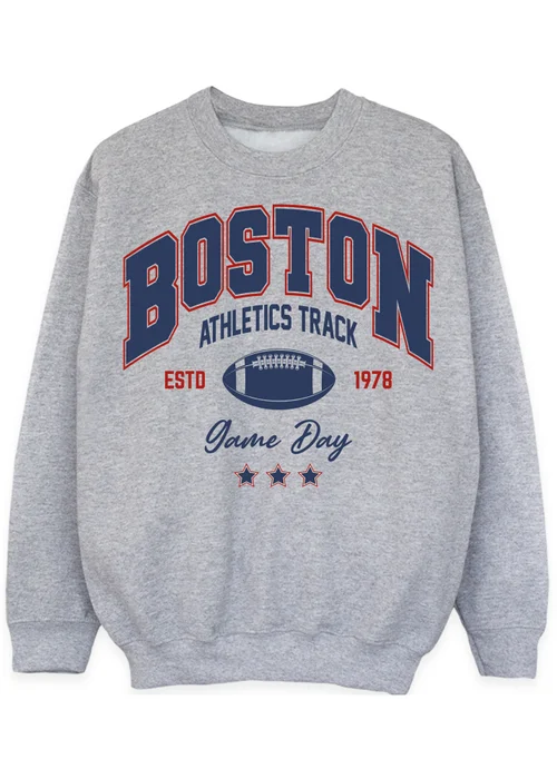 Brands In Boston Athletics Track Kids Heather Grey Sweatshirt (3-13 Years) - 3-4 Yrs Image 1