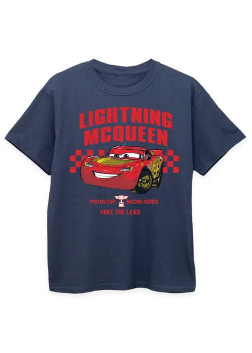 Ada & Ted Disney Cars Lightning McQueen Take The Lead Kids Navy T-Shirt (3-13 Years) - 9-11 Yrs Image 1