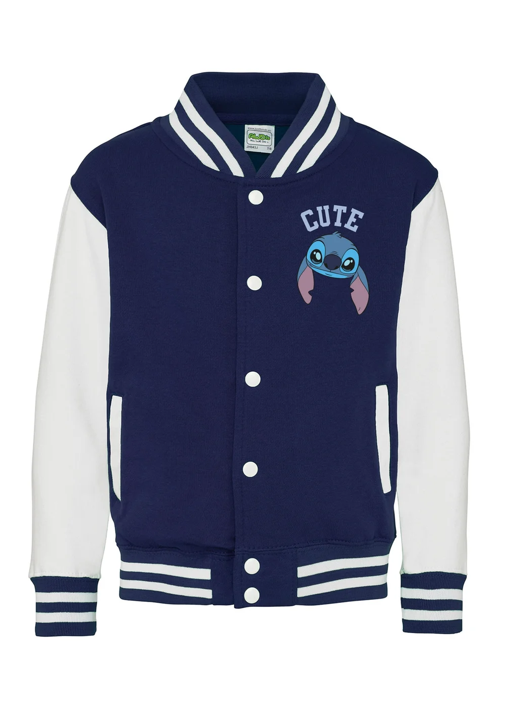 Ada & Ted Disney Lilo & Stitch Cute Girls Navy/White Varsity Jacket (3-13 Years) - 3-4 Yrs Image 1