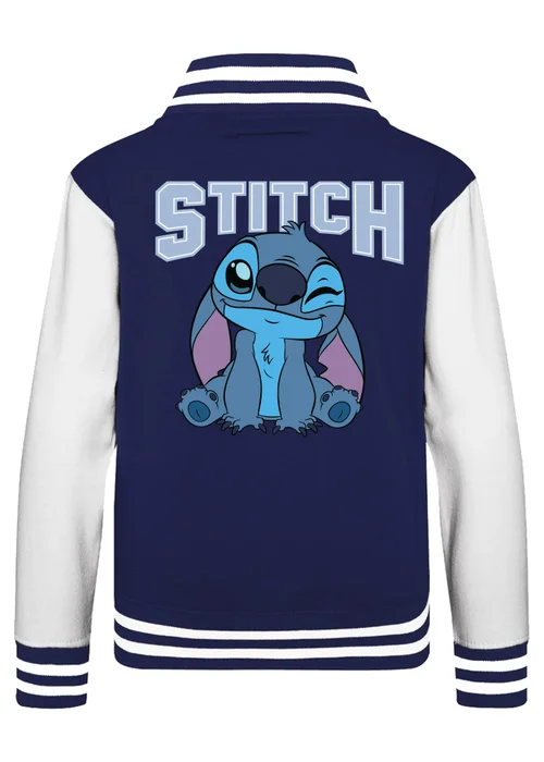 Ada & Ted Disney Lilo & Stitch Cute Girls Navy/White Varsity Jacket (3-13 Years) - 3-4 Yrs Image 2