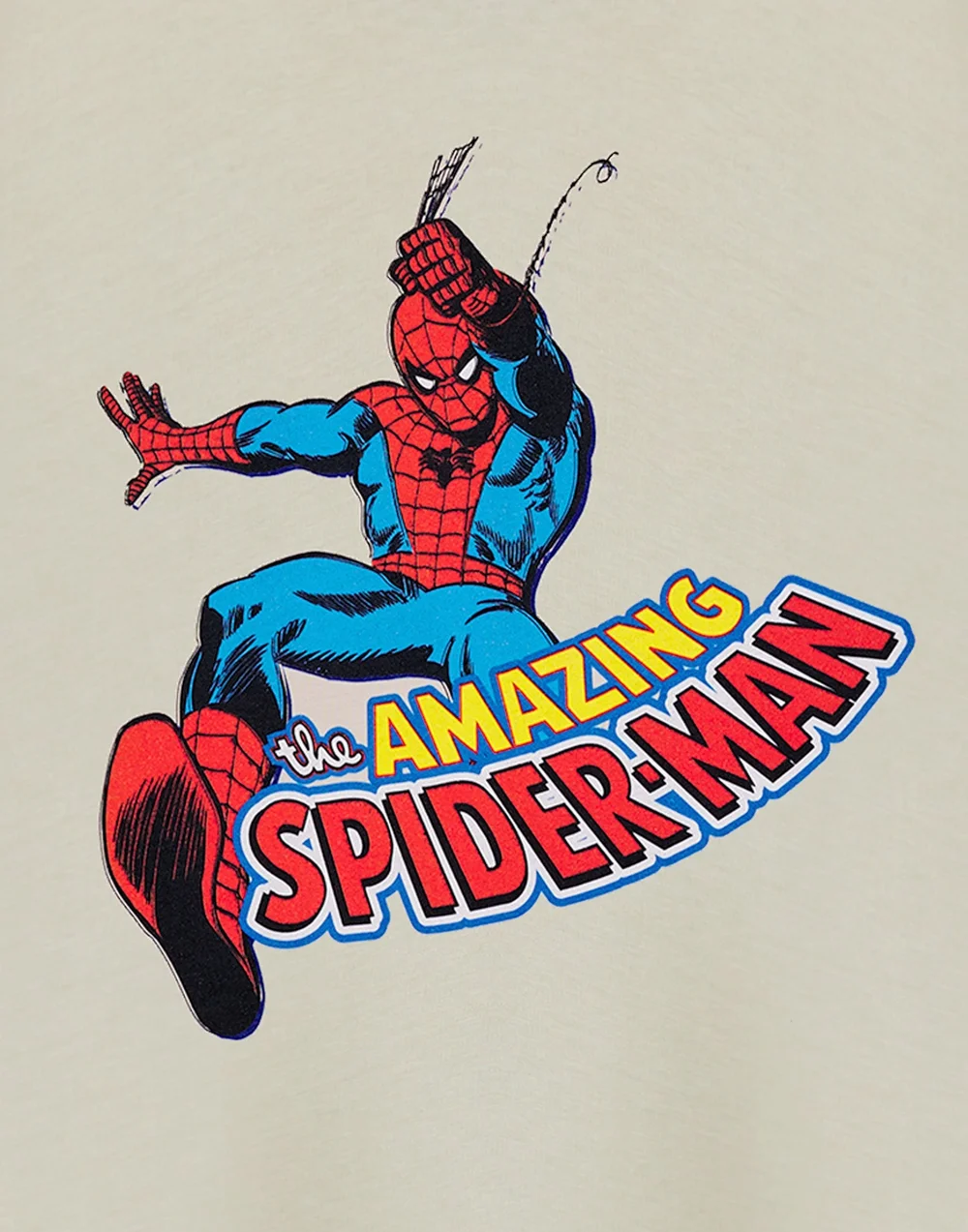 Vanilla Underground Spiderman Web Slinger Oatmeal T-Shirt (2-14 Years) - 3-4 Yrs Image 6