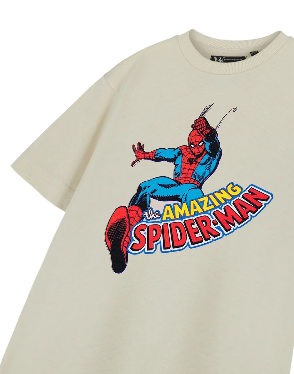 Vanilla Underground Spiderman Web Slinger Oatmeal T-Shirt (2-14 Years) - 3-4 Yrs Image 5