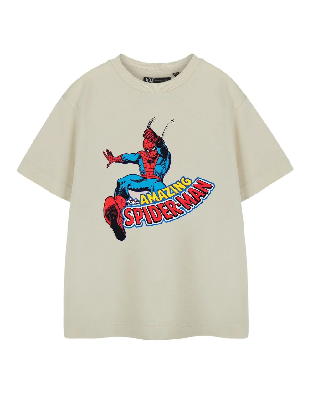 Vanilla Underground Spiderman Web Slinger Oatmeal T-Shirt (2-14 Years) - 3-4 Yrs Image 1