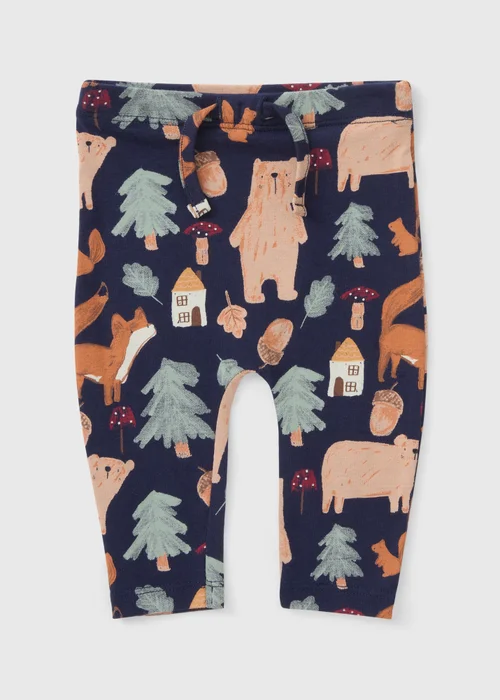 Baby Navy Woodland Print Leggings (Newborn-23mths) - 9-12 months Image 1