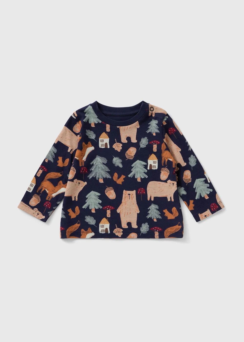 Baby Navy Forest Long Sleeve Top (0-23mths) - 0-3 months Image 1
