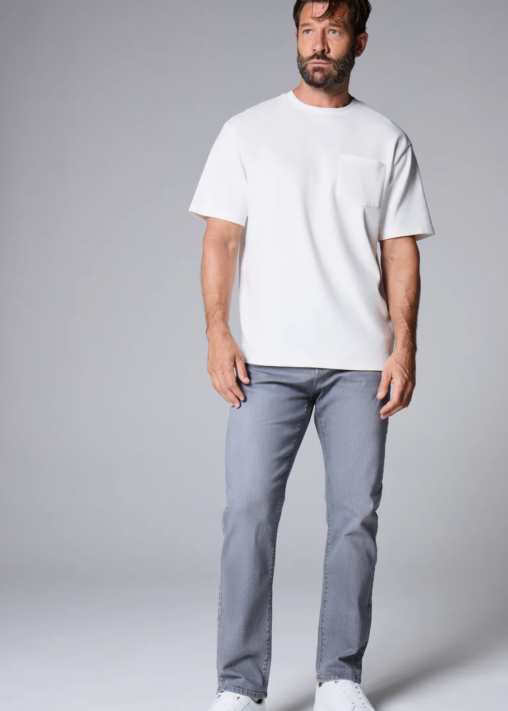 Grey Slim Fit Jeans - 34 Waist Long Image 1