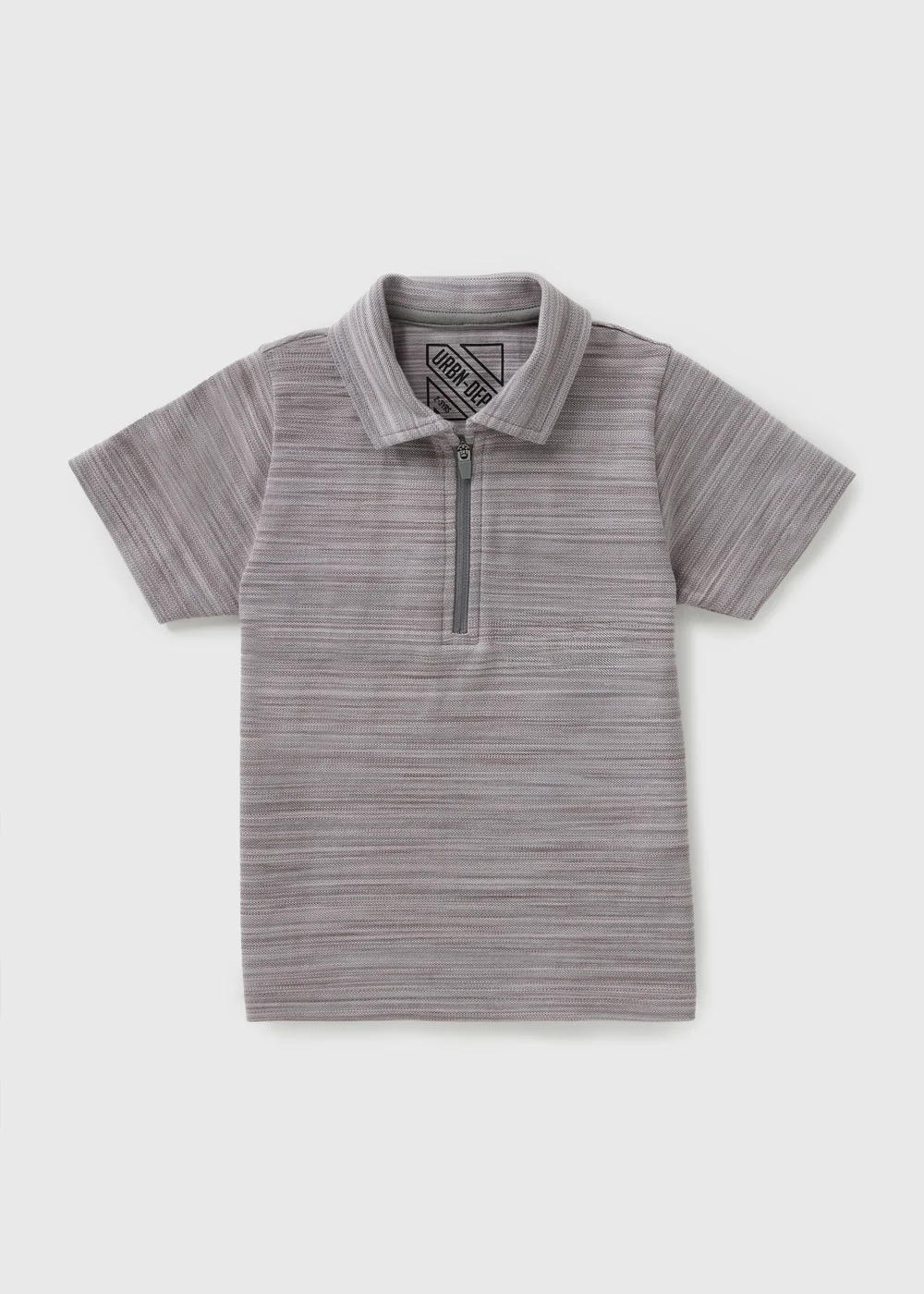 Boys Grey Space Dye 1/4 Zip Polo Shirt (1-7yrs) - 1-1.5 Yrs Image 1